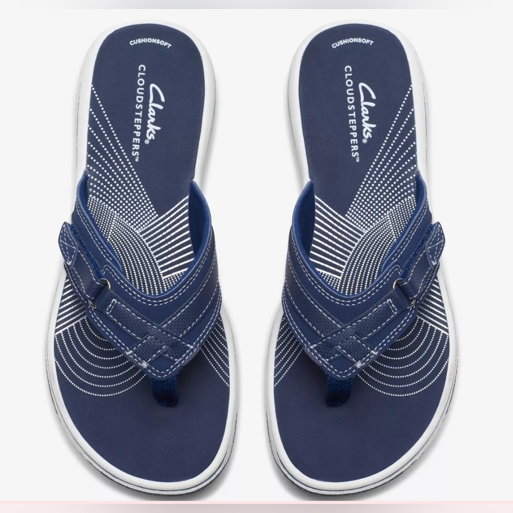 Clarks Breeze Sea Sandals Navy Blue/White Women’s Size 9